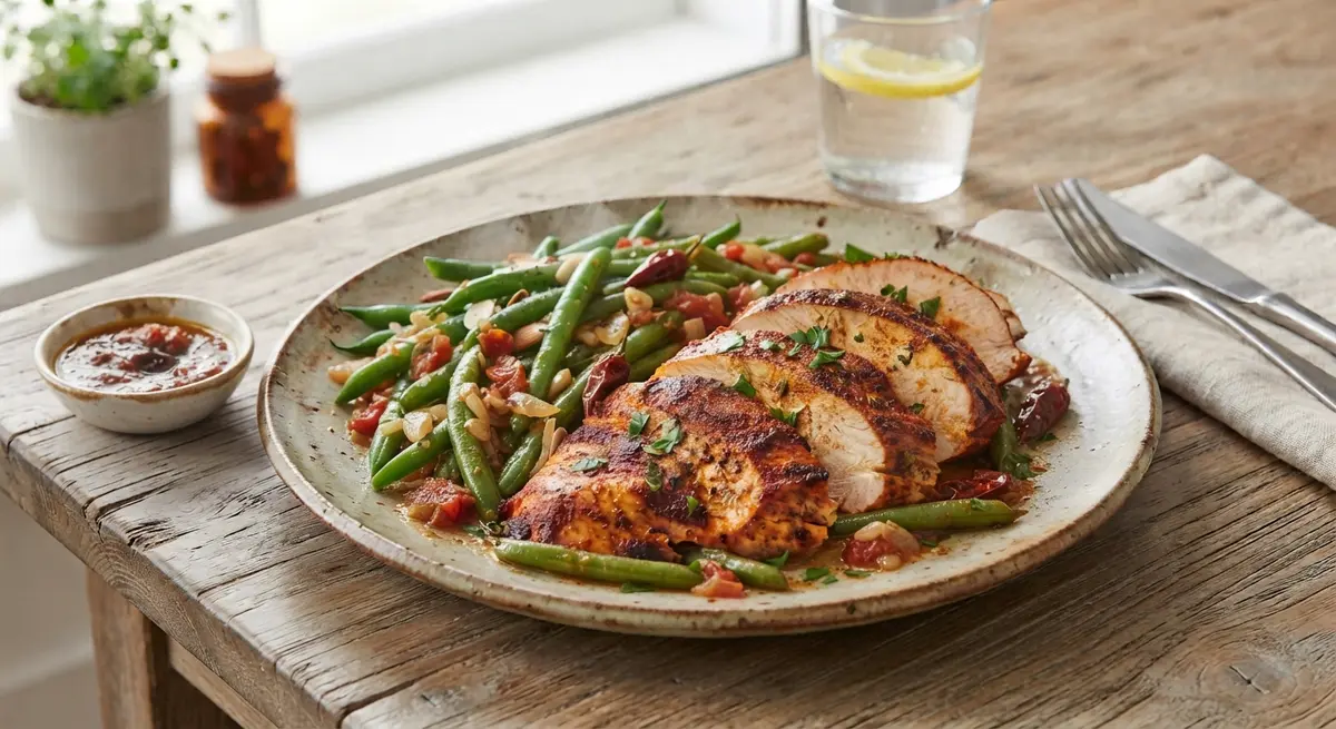 Paprika Turkey Steamed Green Beans
